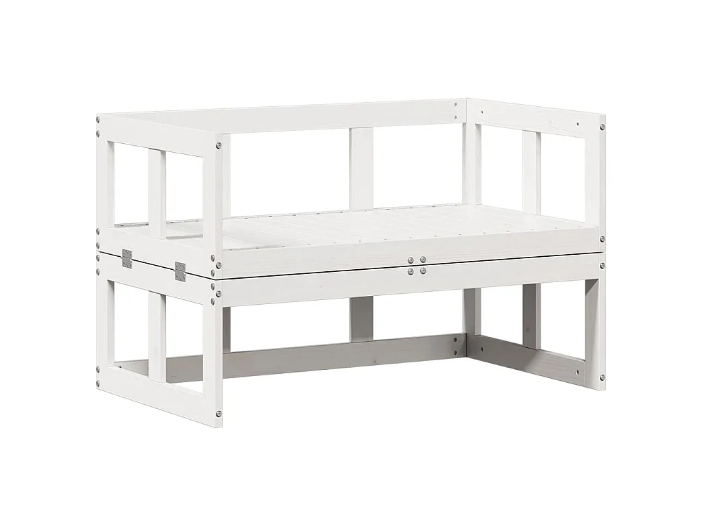 Canapé de jardin extensible blanc bois massif de pin
