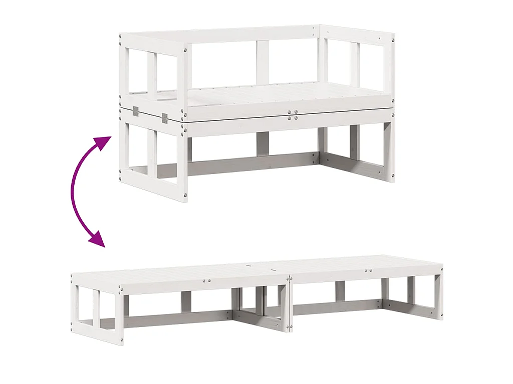 Canapé de jardin extensible blanc bois massif de pin