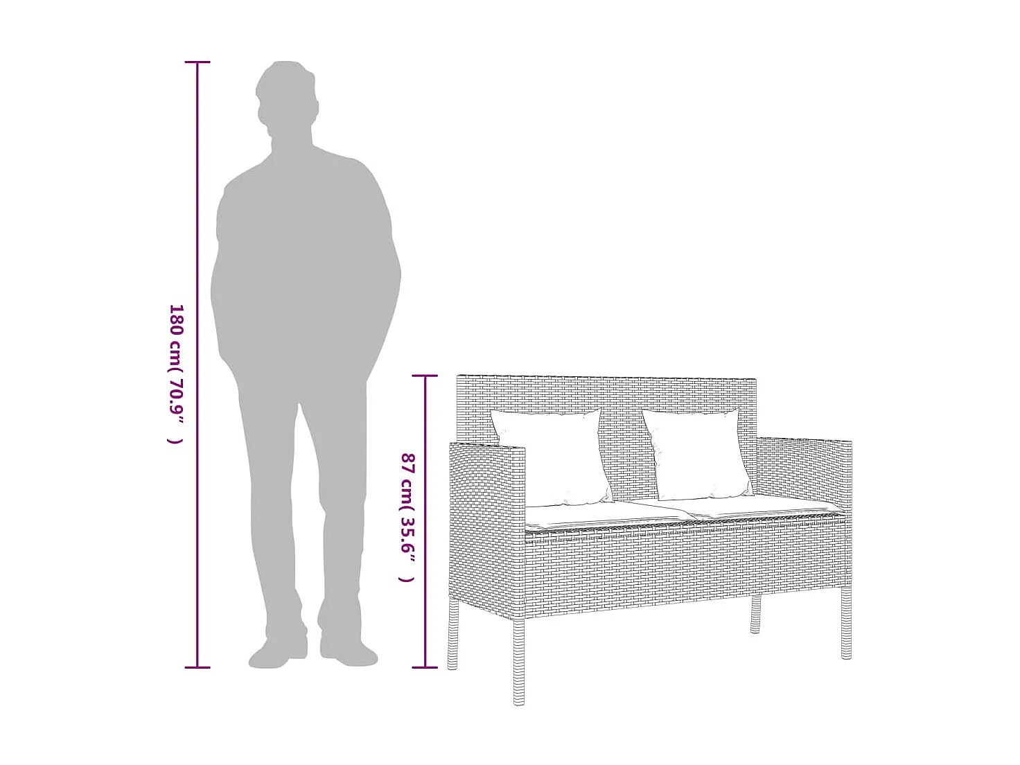 Gartenbank mit Kissen Beige Poly Rattan