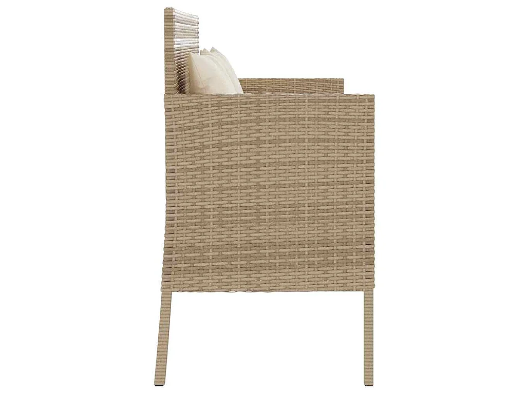 Tuinbank met kussens poly rattan beige