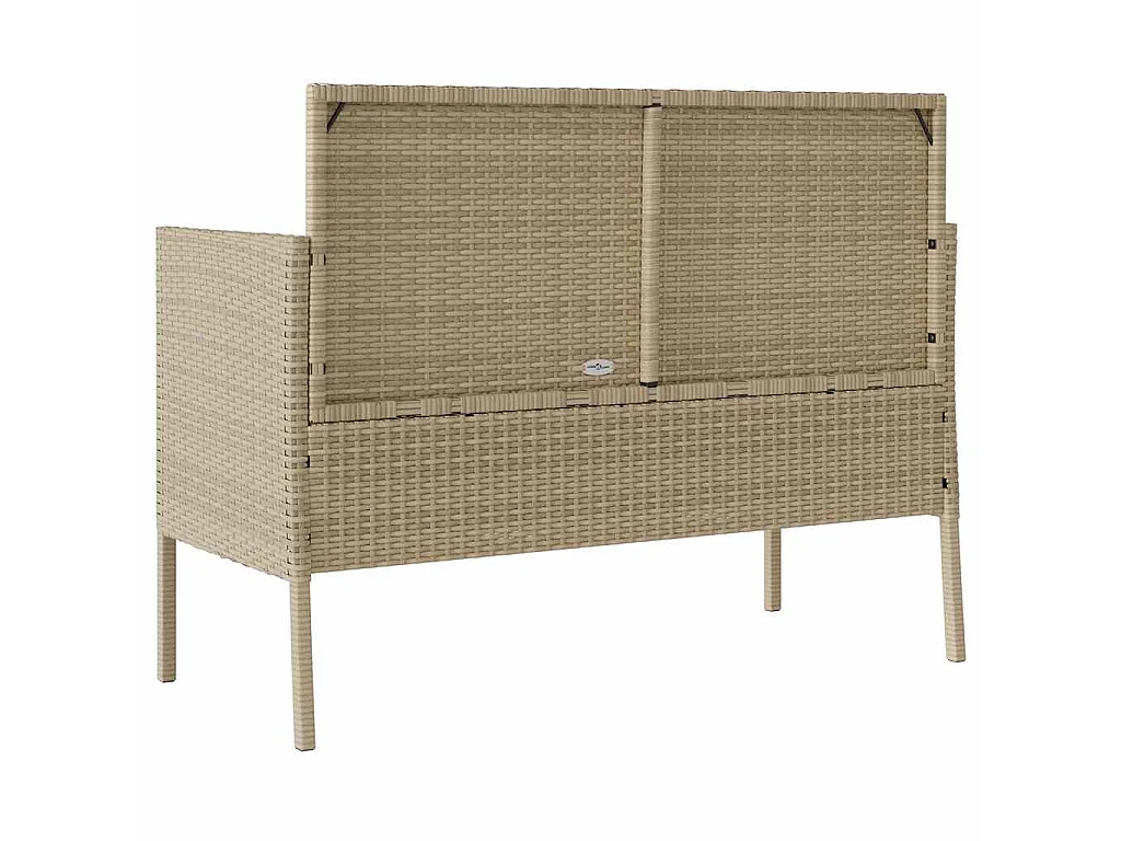 Tuinbank met kussens poly rattan beige