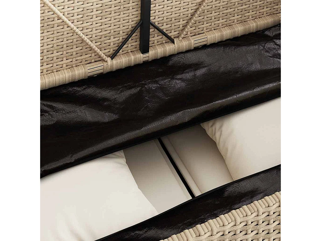 Tuinbank met kussens poly rattan beige
