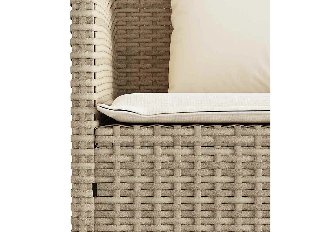 Tuinbank met kussens poly rattan beige