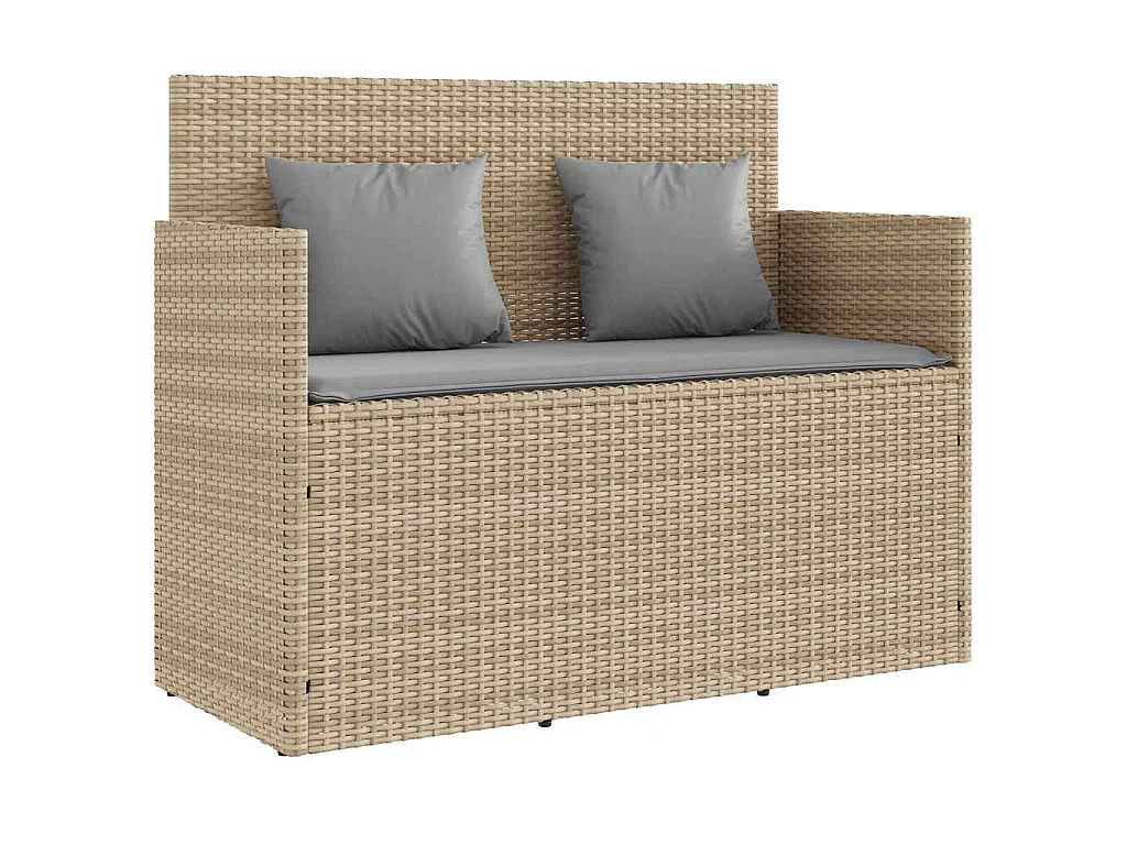 Tuinbank met kussens poly rattan beige
