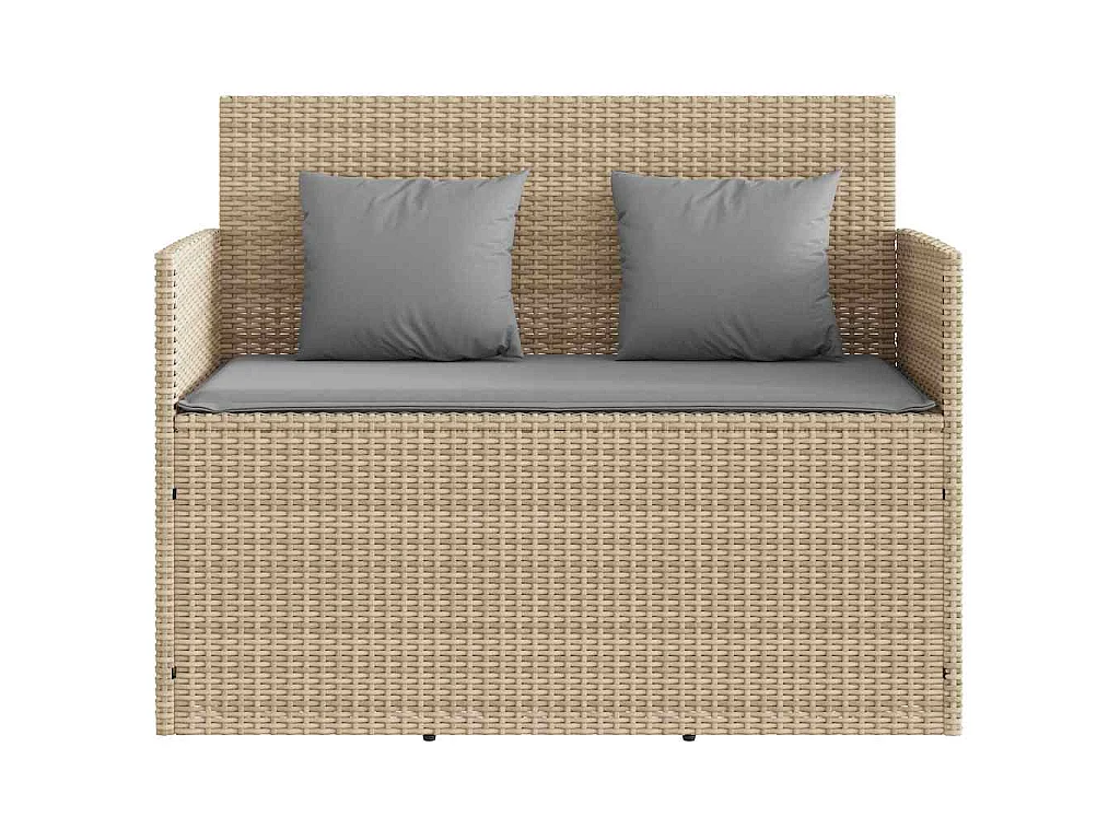 Tuinbank met kussens poly rattan beige