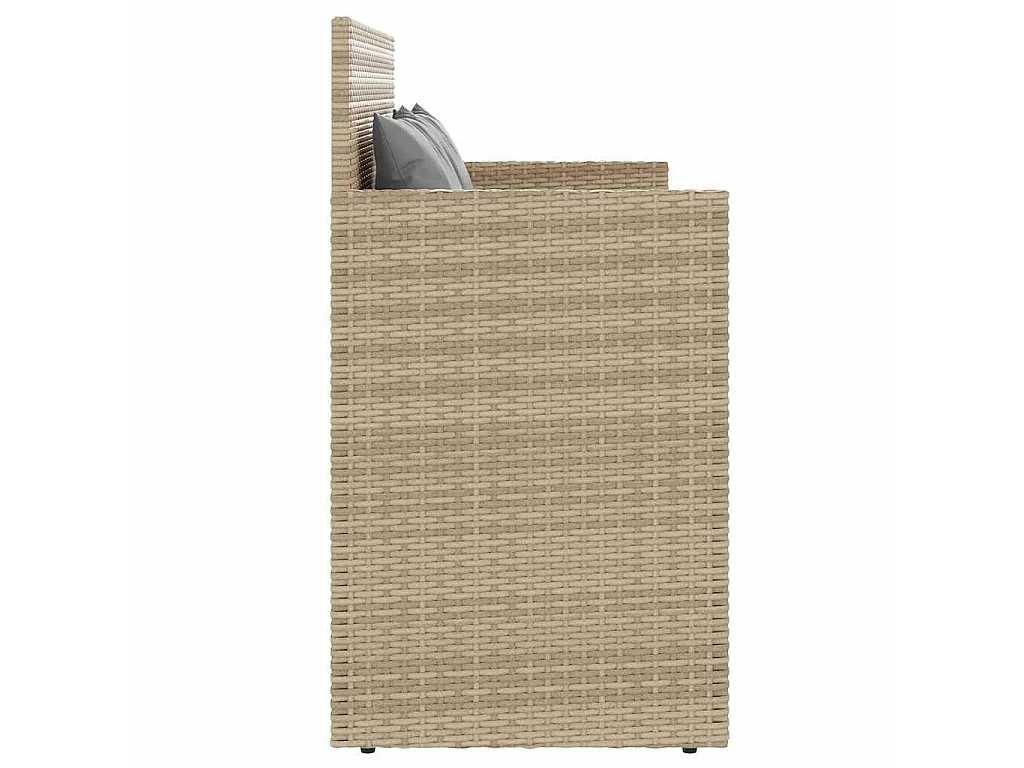 Tuinbank met kussens poly rattan beige