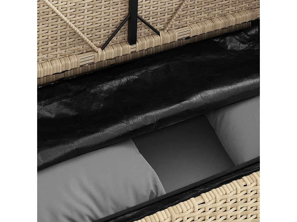 Tuinbank met kussens poly rattan beige