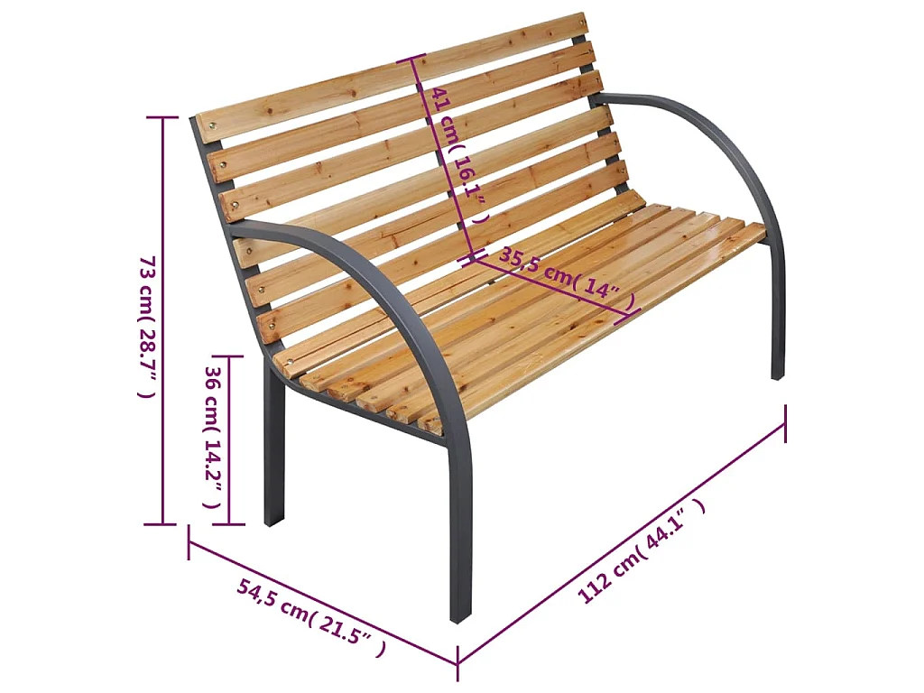 Tuinbank 112 cm massief vurenhout
