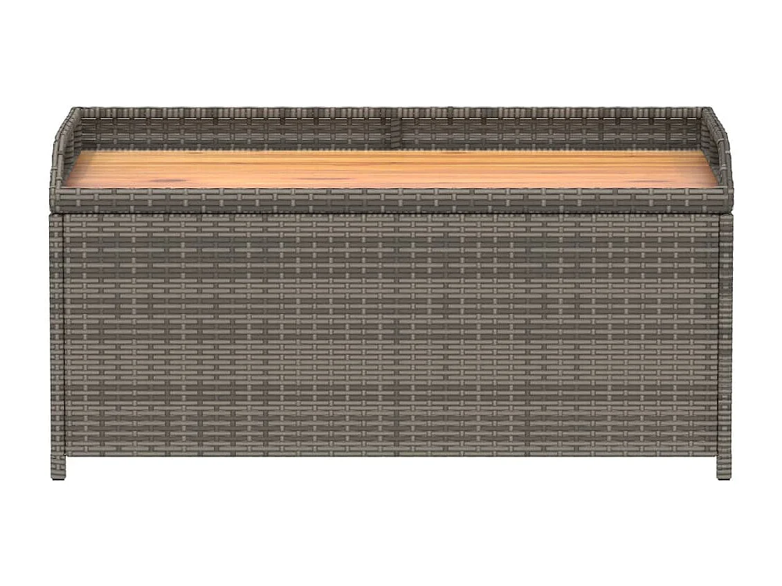 Bank mit Stauraum Grau 100x50x52 cm Poly Rattan Akazienholz