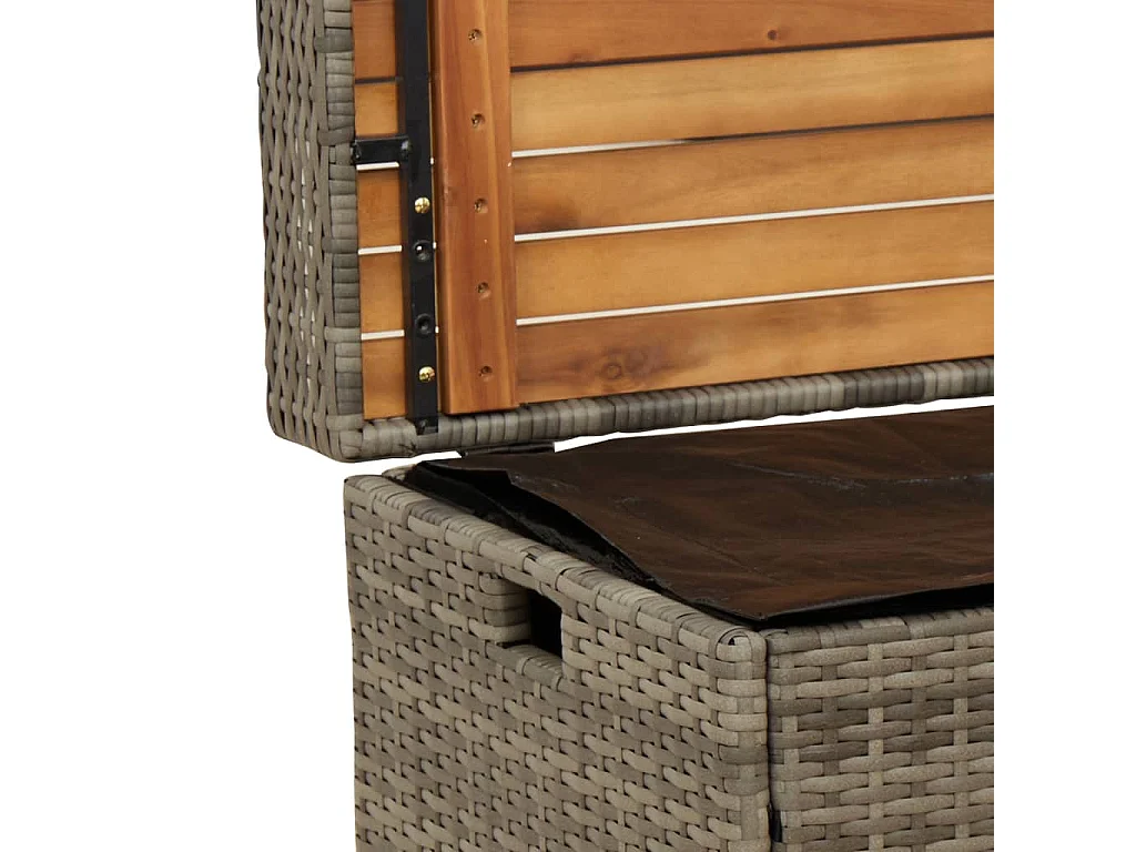 Bank mit Stauraum Grau 100x50x52 cm Poly Rattan Akazienholz