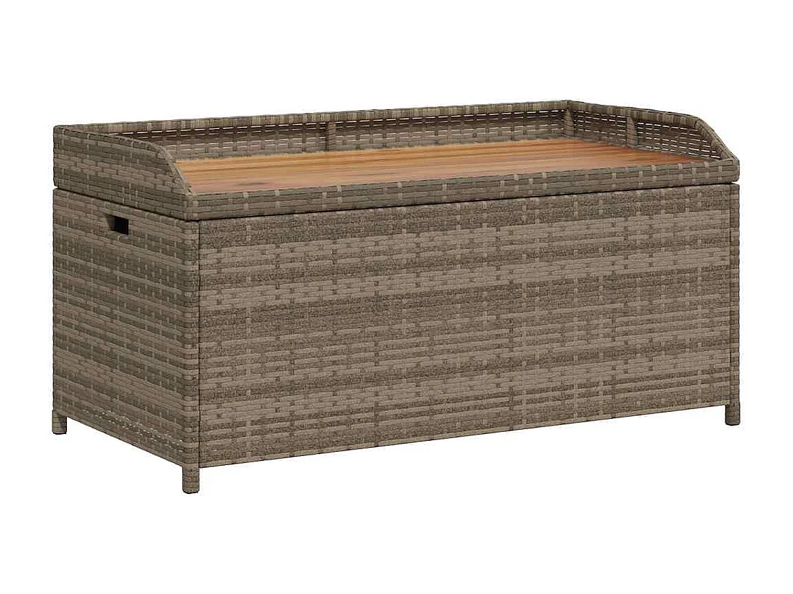 Panca Portaoggetti Giardino Grigia 100x50x52 Polyrattan Acacia