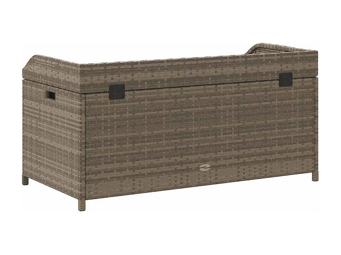 Panca Portaoggetti Giardino Grigia 100x50x52 Polyrattan Acacia