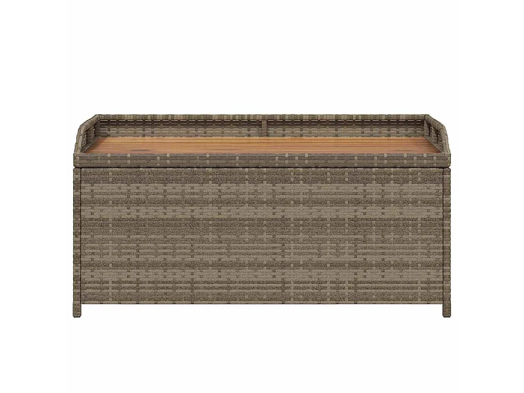 Banco con almacenaje madera acacia ratán PE gris 100x50x52 cm