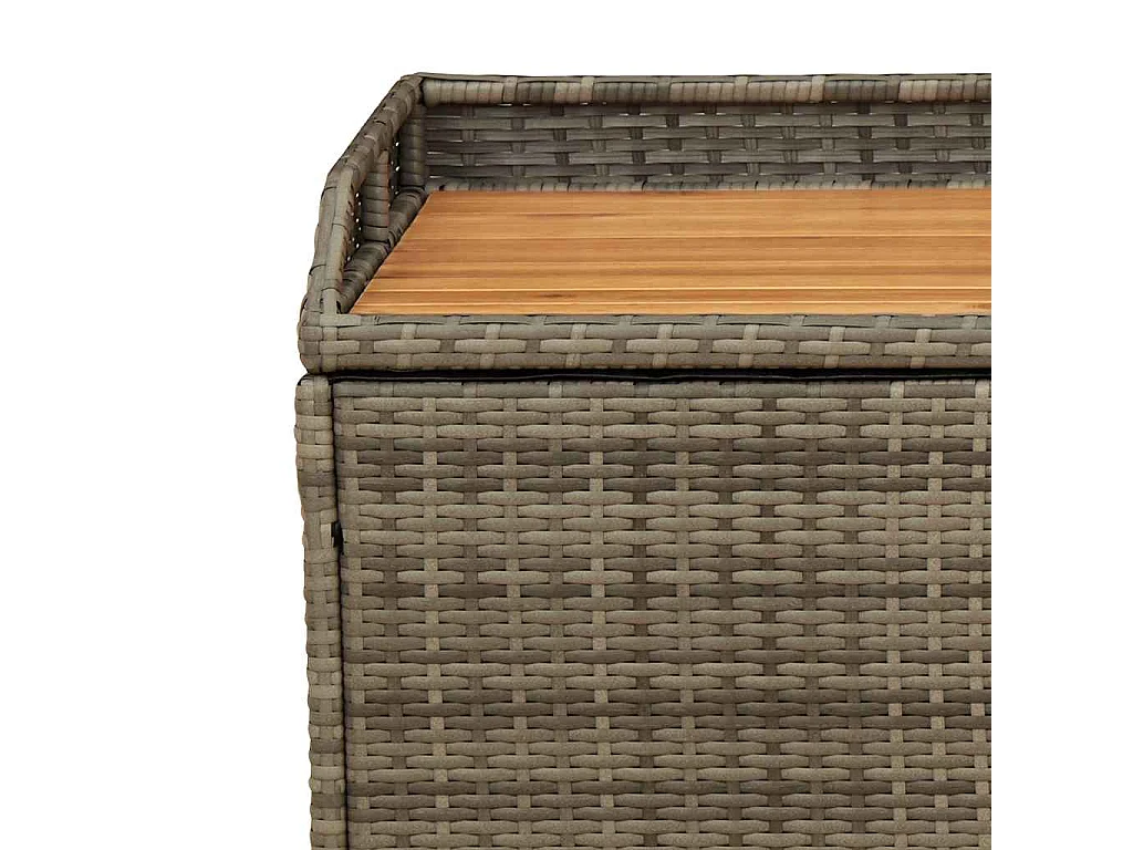Banco con almacenaje madera acacia ratán PE gris 100x50x52 cm
