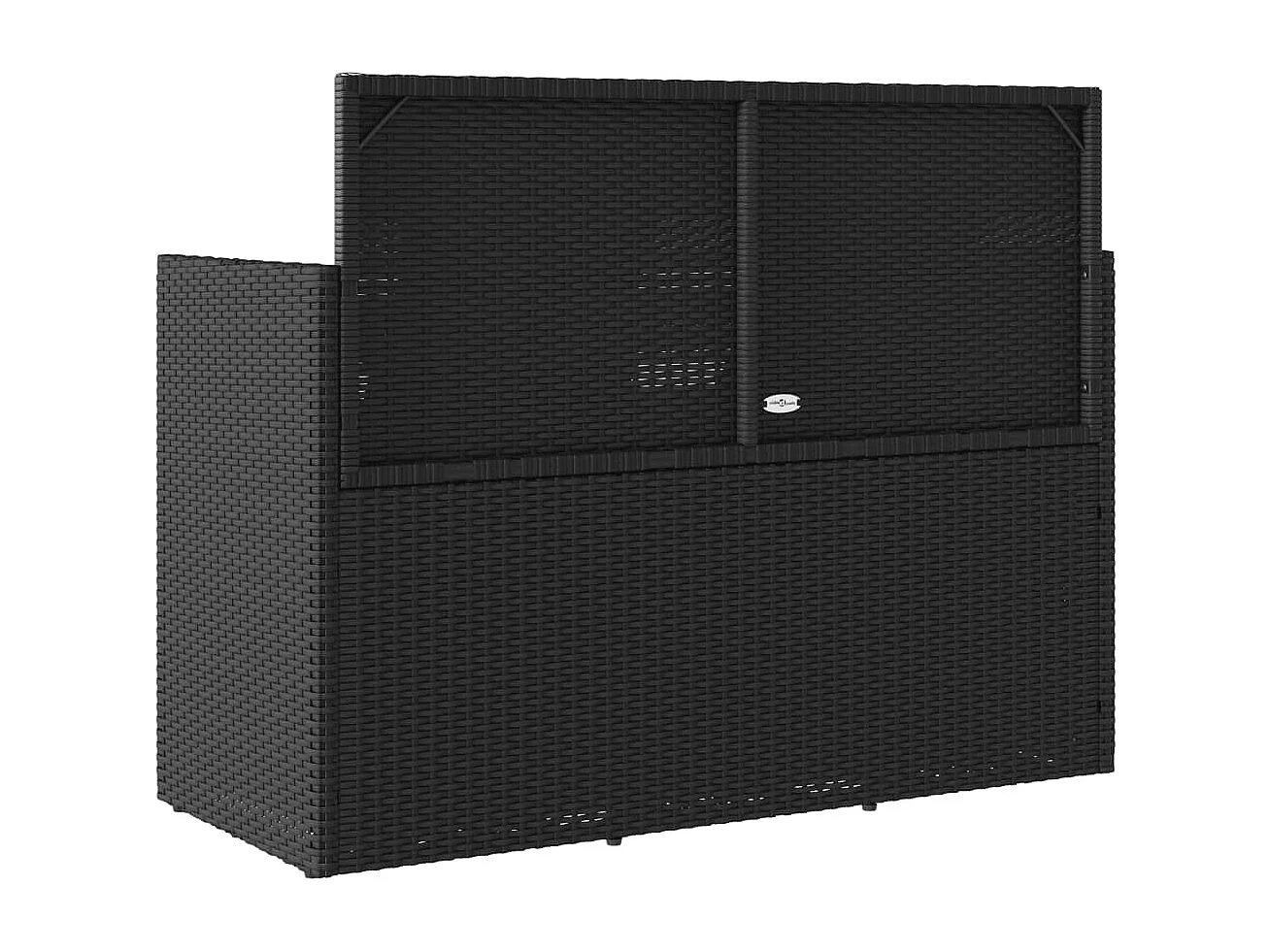 Gartenbank mit Kissen Schwarz Poly Rattan