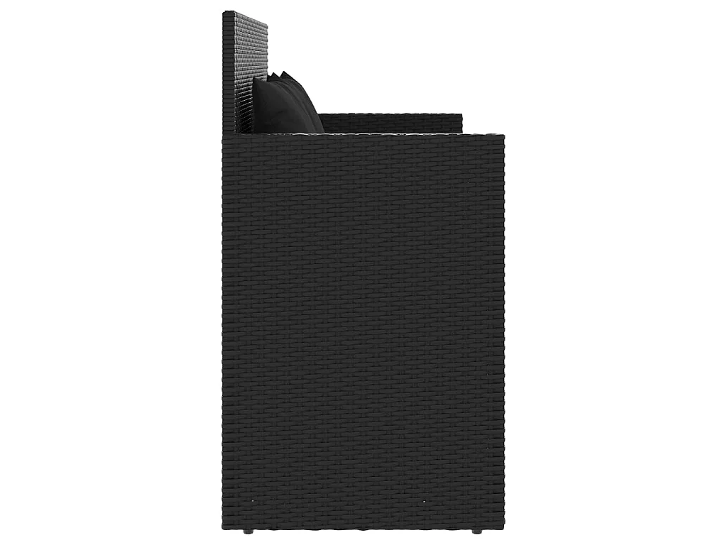 Gartenbank mit Kissen Schwarz Poly Rattan