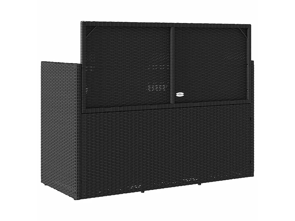 Gartenbank mit Kissen Schwarz Poly Rattan