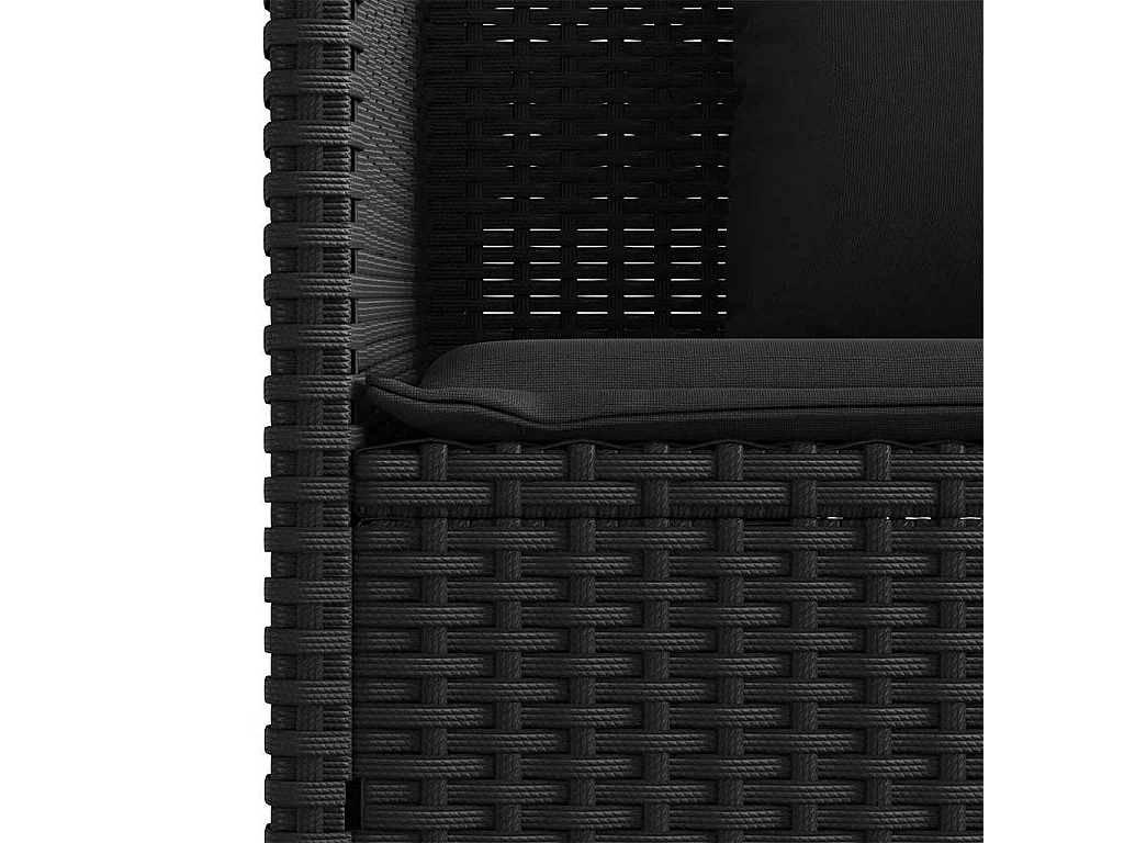 Panca da Giardino con Cuscini Nera in Polyrattan