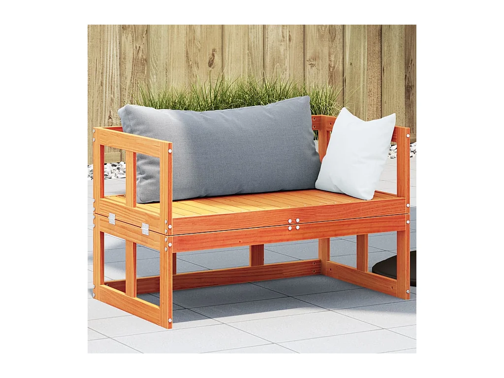 2-in-1 Gartensofa Verlängerbar Wachsbraun Massivholz Kiefer