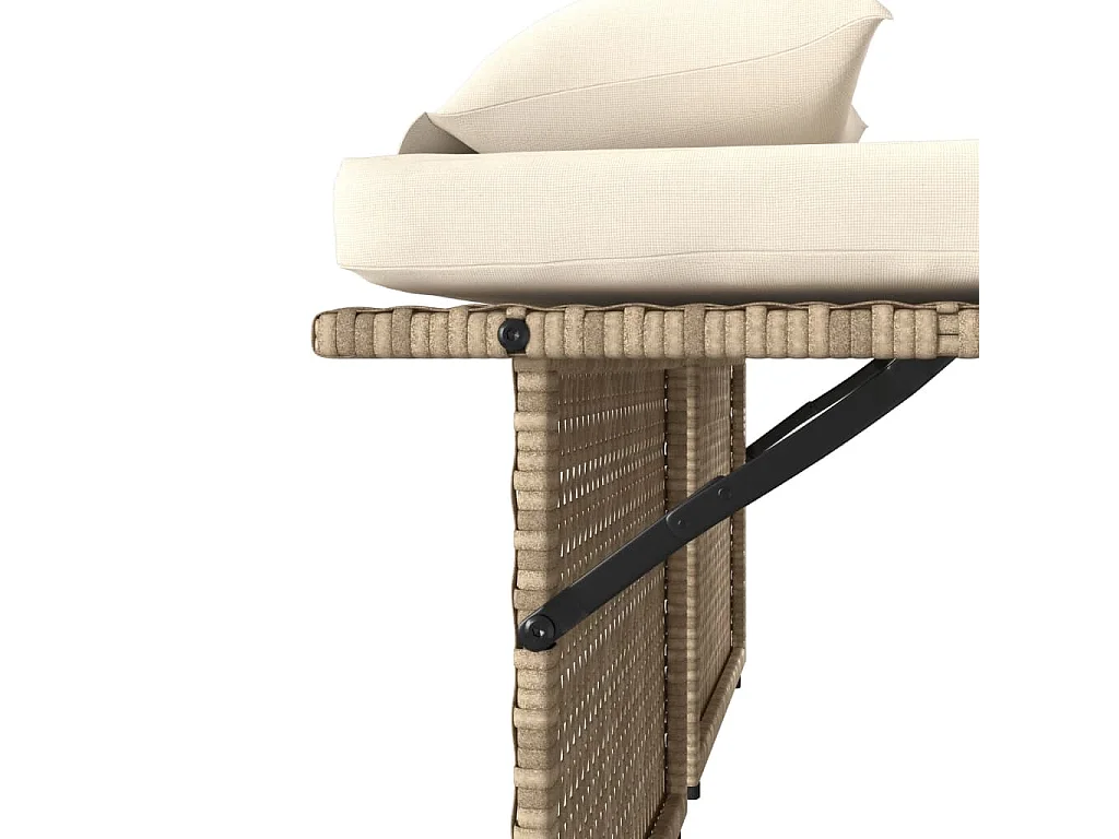 Tuinbankje verstelbaar met kussens poly rattan beige