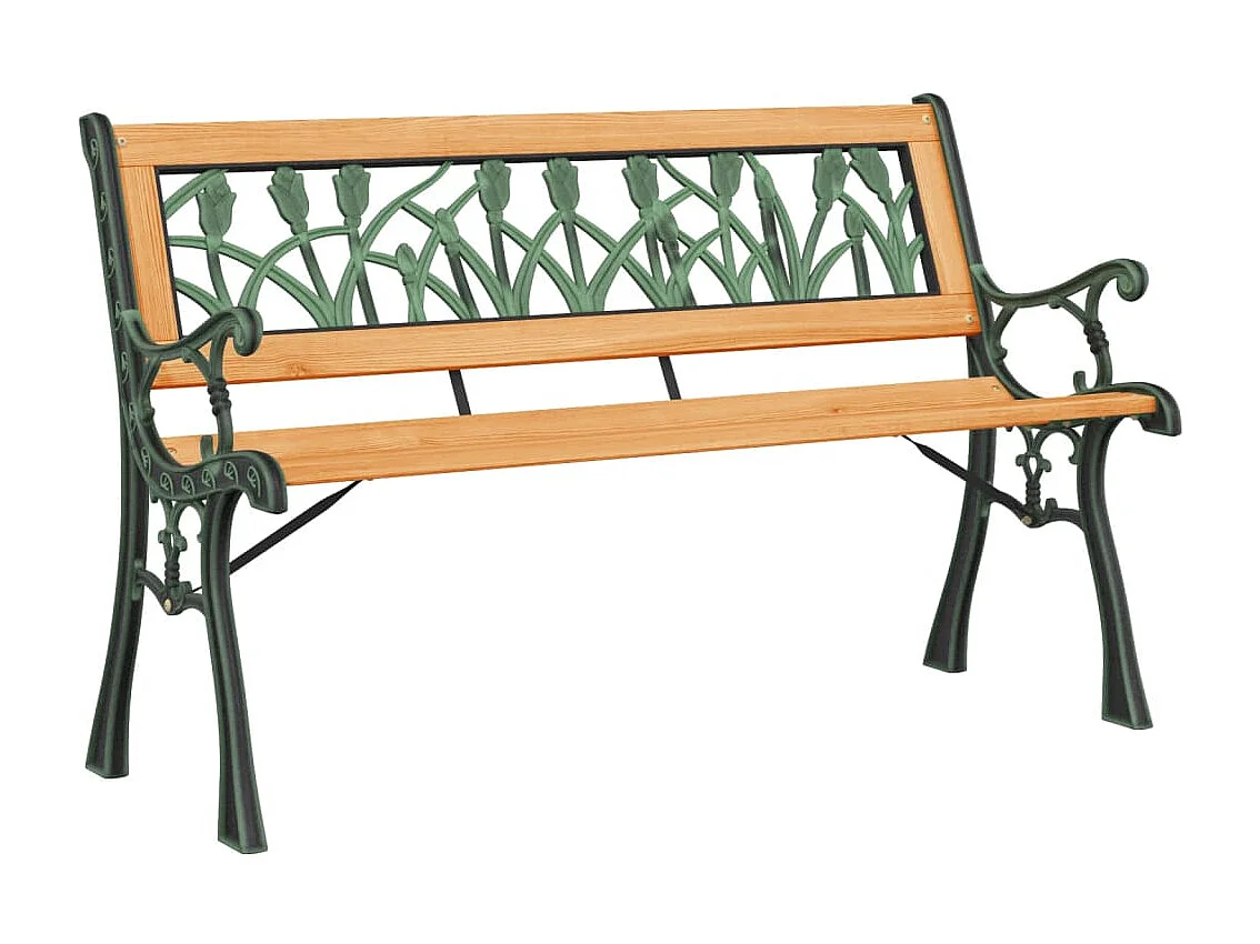 Banc de jardin 116 cm bois de sapin massif et acier