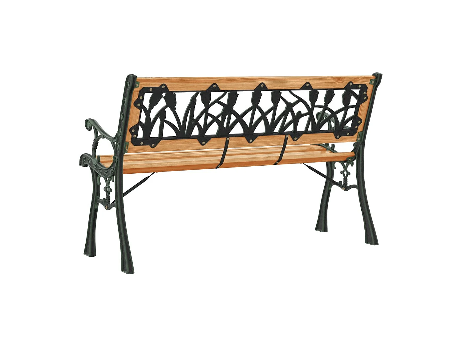 Panca da Giardino 116 cm in Legno Massello di Abete e Acciaio