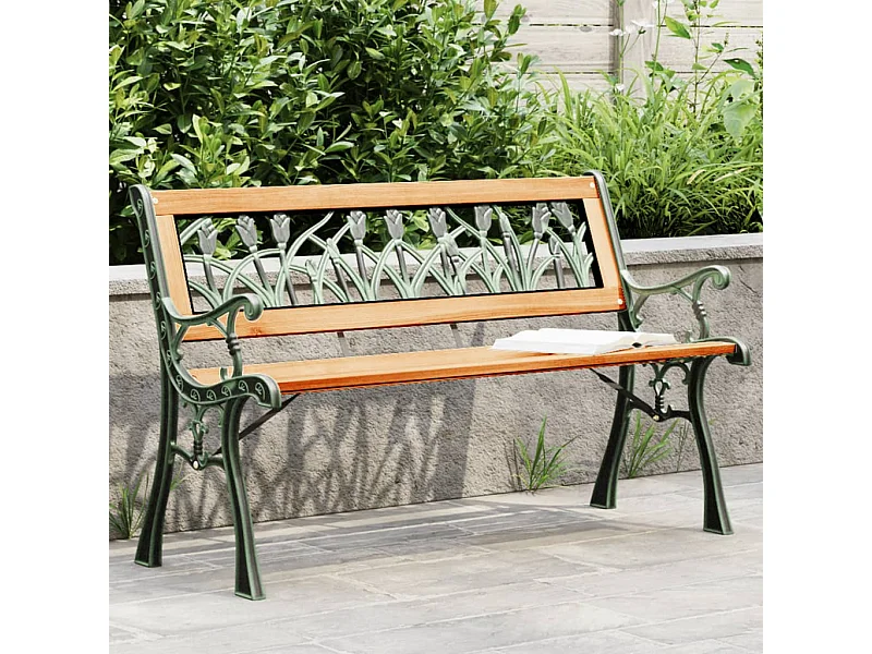 Banc de jardin 116 cm bois de sapin massif et acier