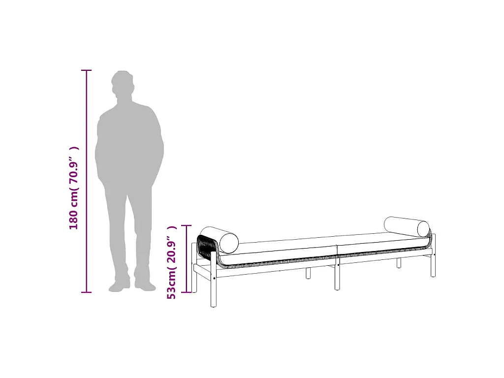 Banc de jardin avec coussin noir résine tressée acacia