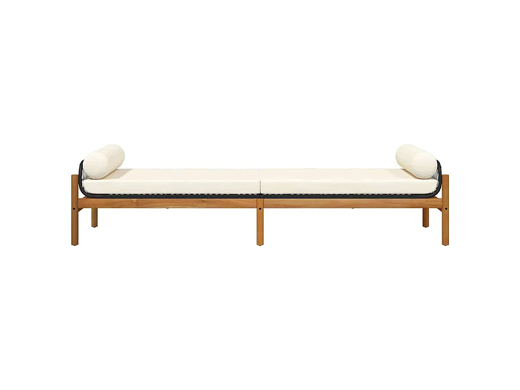 Banc de jardin avec coussin noir résine tressée acacia