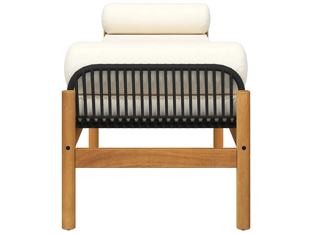 Banc de jardin avec coussin noir résine tressée acacia