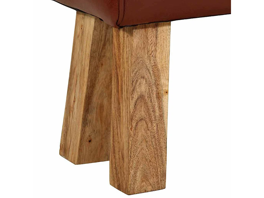 Bank Turnbock-Design 160cm Braun Echtleder Massivholz Akazie