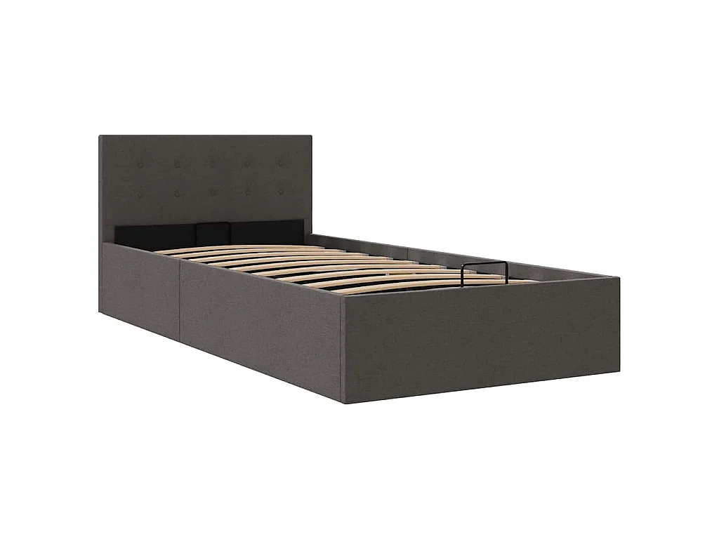 Bedframe met hydraulische opslag stof donkergrijs 90x200 cm