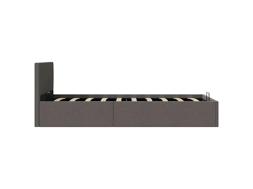 Bedframe met hydraulische opslag stof donkergrijs 90x200 cm