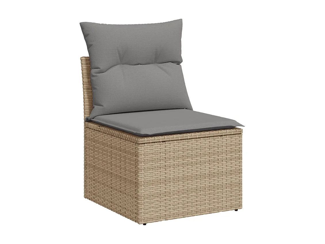 Set Divano da Giardino 13 pz con Cuscini Beige Misto Polyrattan