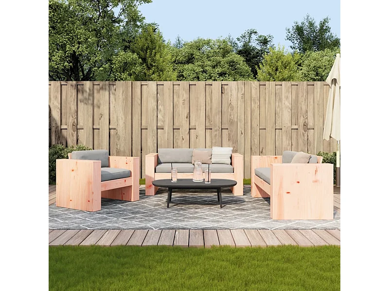 2 pcs conjunto lounge de jardim madeira de douglas maciça