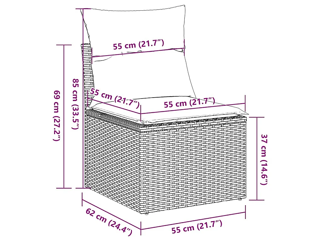 9-tlg. Garten-Sofagarnitur mit Kissen Schwarz Poly Rattan