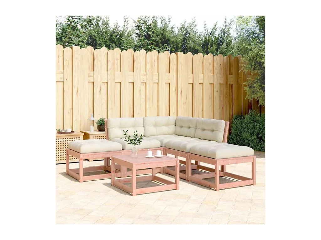 5-tlg. Garten-Sofagarnitur mit Kissen Massivholz Douglasie