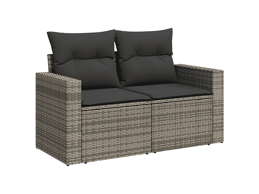 Set Divani da Giardino 4 pz con Cuscini in Polyrattan Grigio