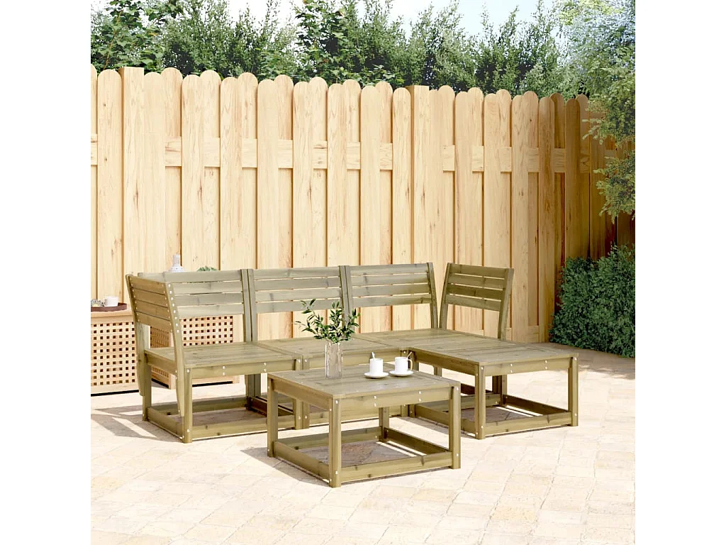 4 pcs conjunto lounge de jardim madeira de pinho impregnada