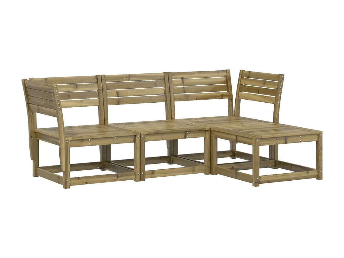 4 pcs conjunto lounge de jardim madeira de pinho impregnada