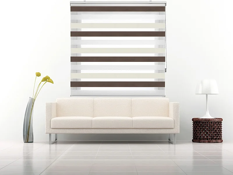 ESTORALIS | Estor Enrollable NOCHE y DIA | 105 x 180 cm (Ancho por Alto) Tamaño de Tela 102 x 175 cm | Modelo LORAS Color Marron/Beige