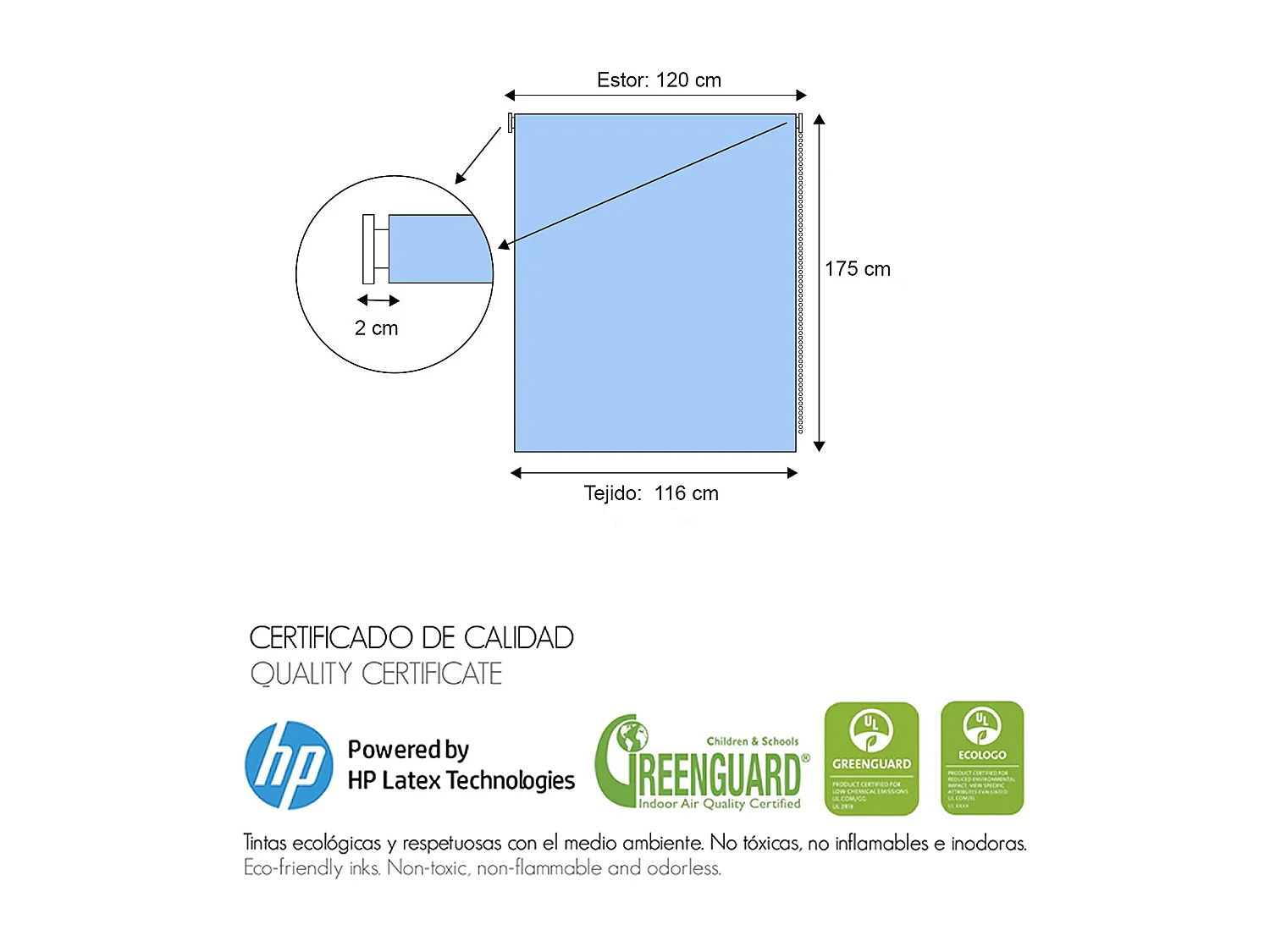 ESTORALIS | Estores Personalizados de COCINA | 120 x 180 cm (Ancho por Alto) Tamaño de Tela 117 x 175 cm | Modelo Vichy-2 Color Antracita