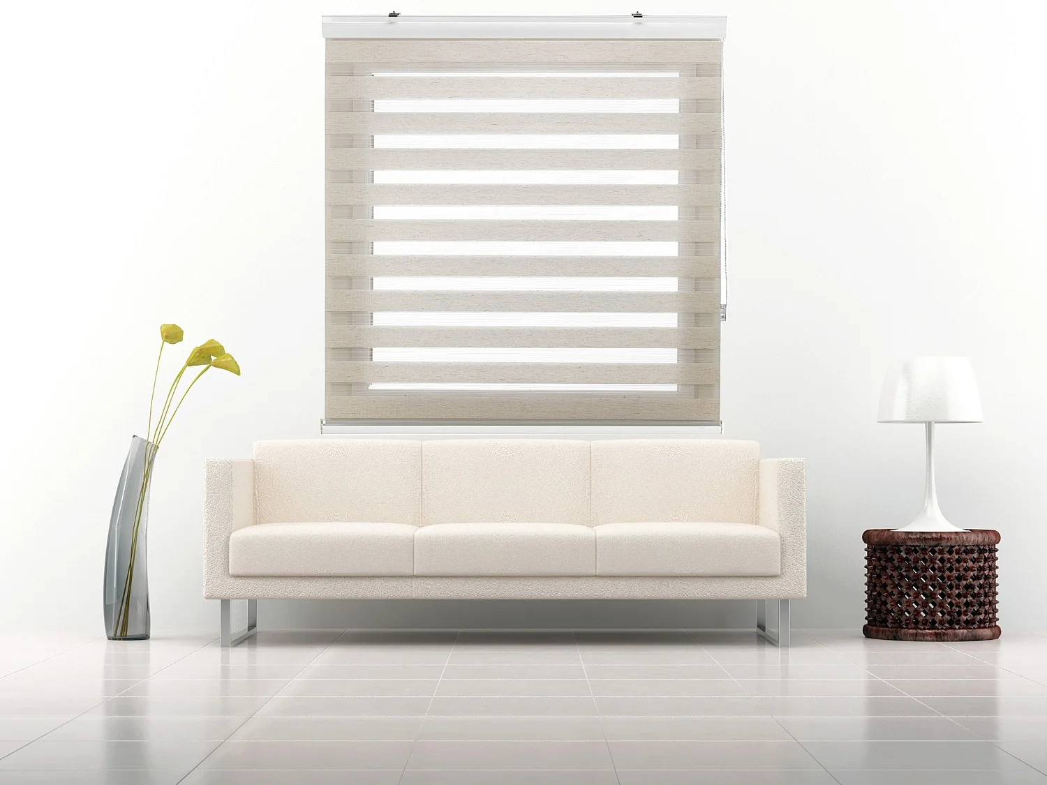 ESTORALIS | Estor Enrollable NOCHE y DIA | 145 x 255 cm (Ancho por Alto) Tamaño de Tela 142 x 250 cm | Modelo SANSA Color Lino
