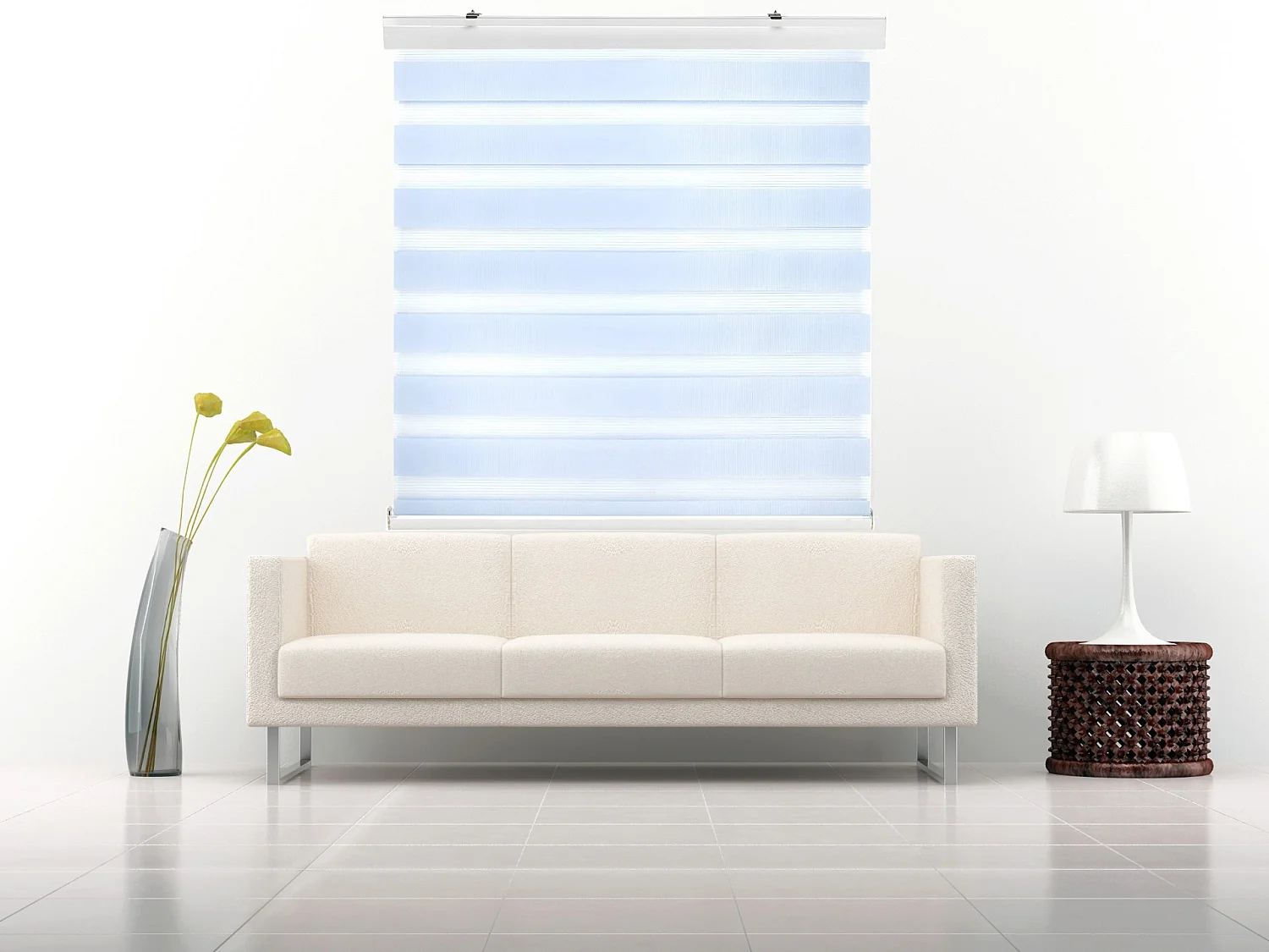 ESTORALIS | Estor Enrollable NOCHE y DIA | 105 x 255 cm (Ancho por Alto) Tamaño de Tela 102 x 250 cm | Modelo SANSA Color Celeste