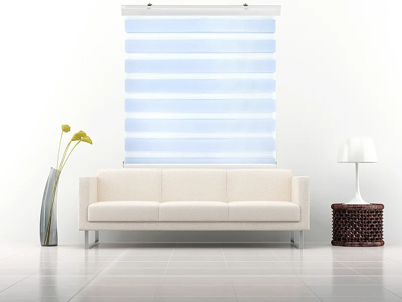 ESTORALIS | Estor Enrollable NOCHE y DIA | 105 x 255 cm (Ancho por Alto) Tamaño de Tela 102 x 250 cm | Modelo SANSA Color Celeste