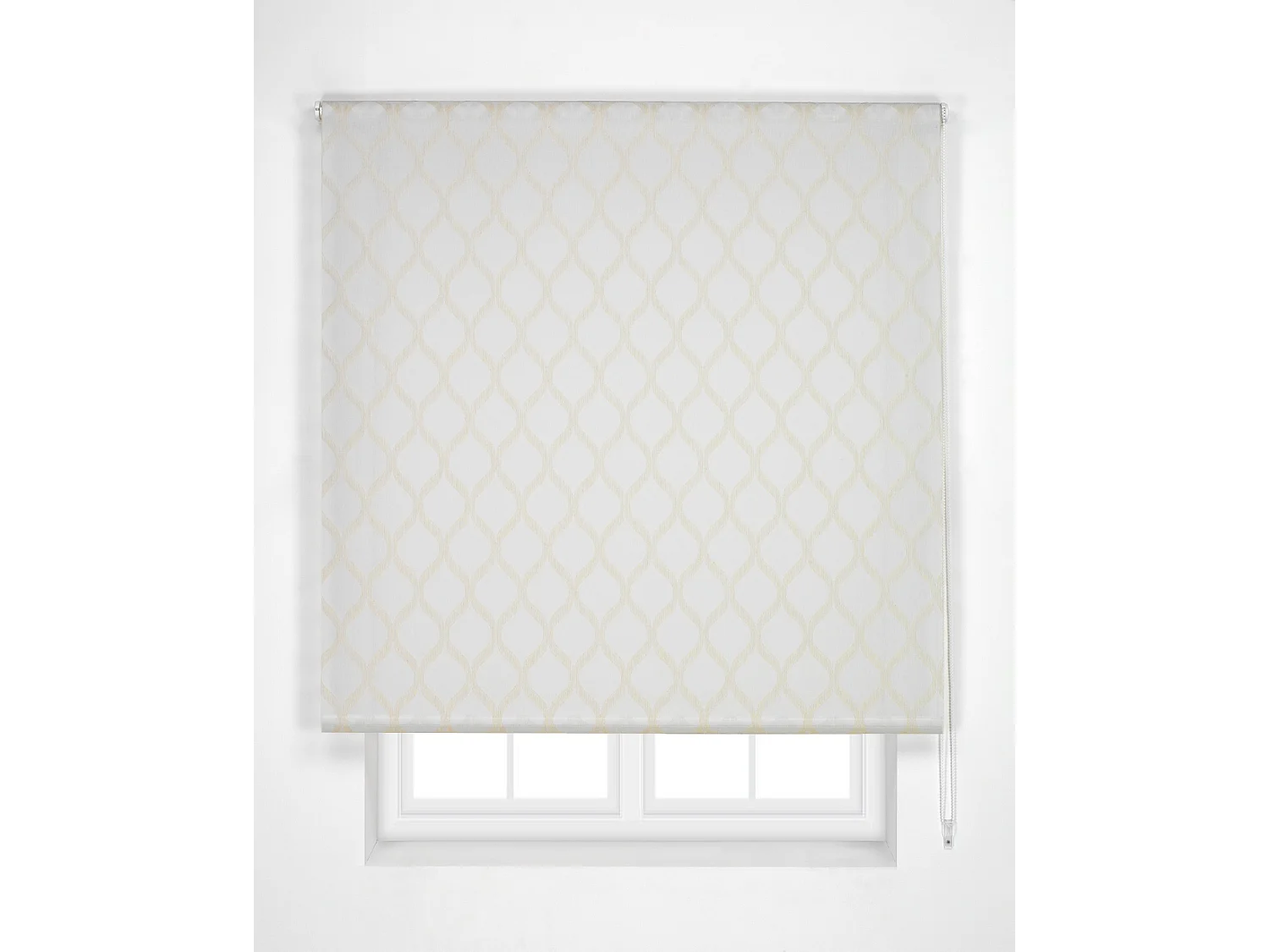 ESTORALIS | Estor Enrollable Translúcido de Visillo | 150 x 255 cm (Ancho por Alto) Tamaño de Tela 147 x 250 cm | Modelo DAVOS Color Blanco/Beige