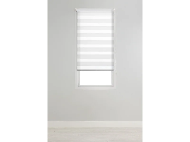 ESTORALIS | Estor Enrollable Noche y Día Easyfix  | 80 x 150 cm (Ancho por Alto) Tamaño de Tela 77 x 150 cm | Modelo VERAL Color Blanco Roto