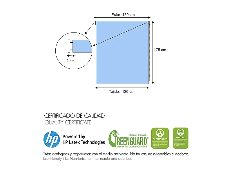 ESTORALIS | Estores Personalizados JUVENILES | 130 x 180 cm (Ancho por Alto) Tamaño de Tela 127 x 175 cm | Modelo J-106 Color Unico