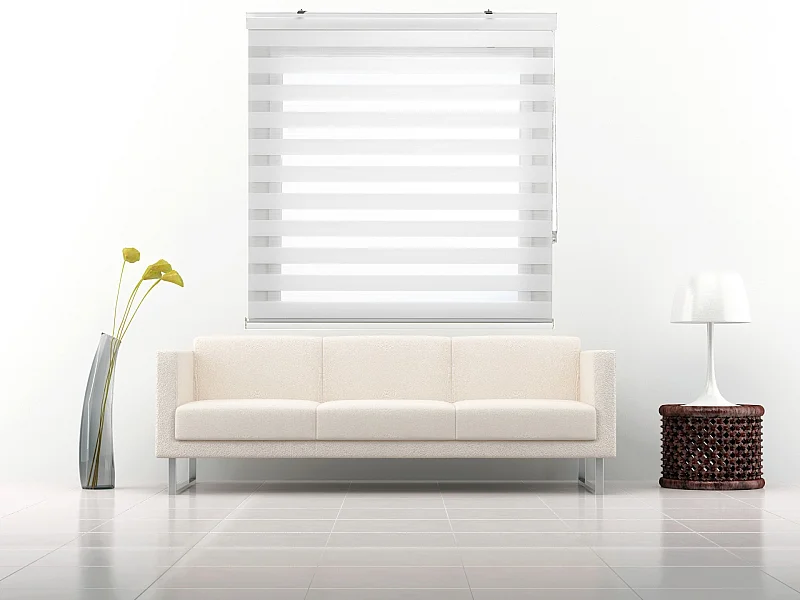 ESTORALIS | Estor Enrollable NOCHE y DIA | 125 x 255 cm (Ancho por Alto) Tamaño de Tela 122 x 250 cm | Modelo SANSA Color Blanco Roto