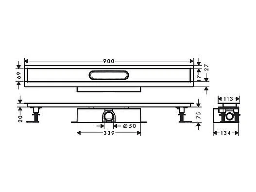 Kit d'installation caniveau de douche 90 cm installation standard HANSGROHE uBox